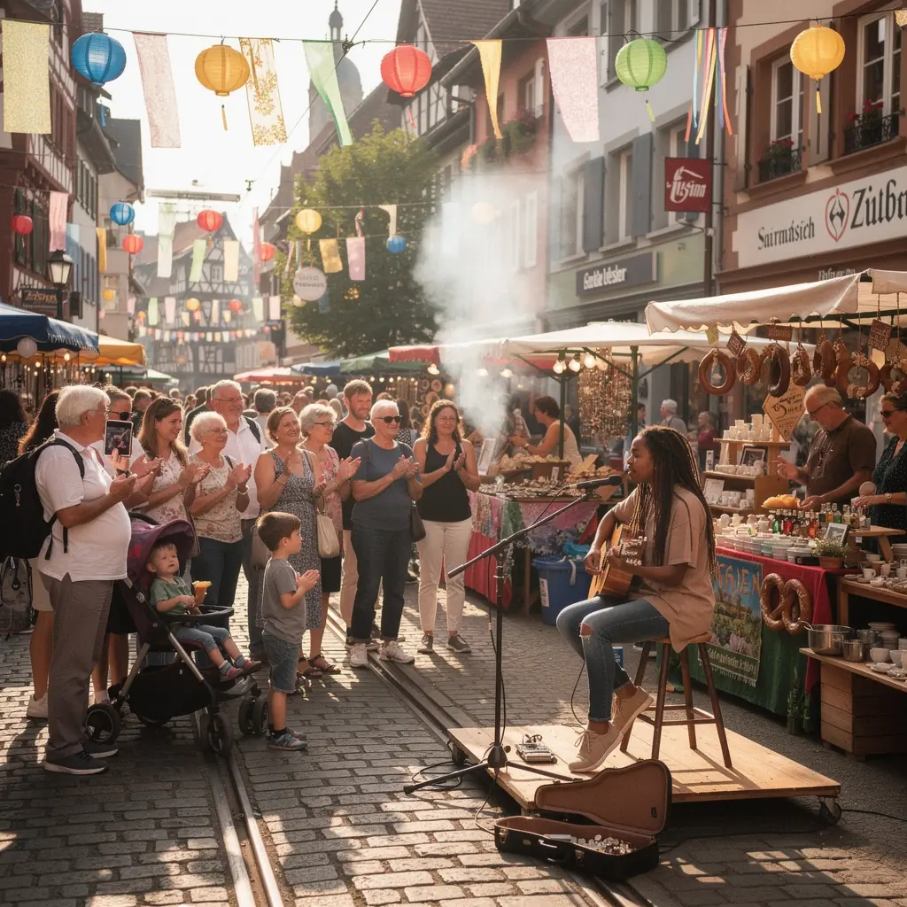 Studierende, die auf dem Campus der Universität Freiburg zusammenarbeiten und lernen.